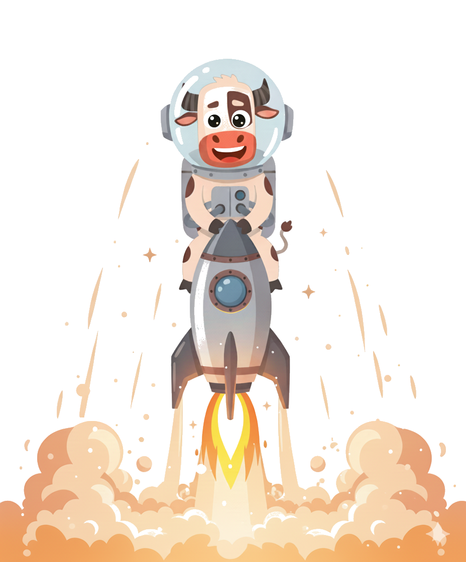 Rocket cow blasting off